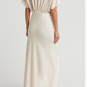 Elegant Cream Maxi Dress - Flowy Back Detail